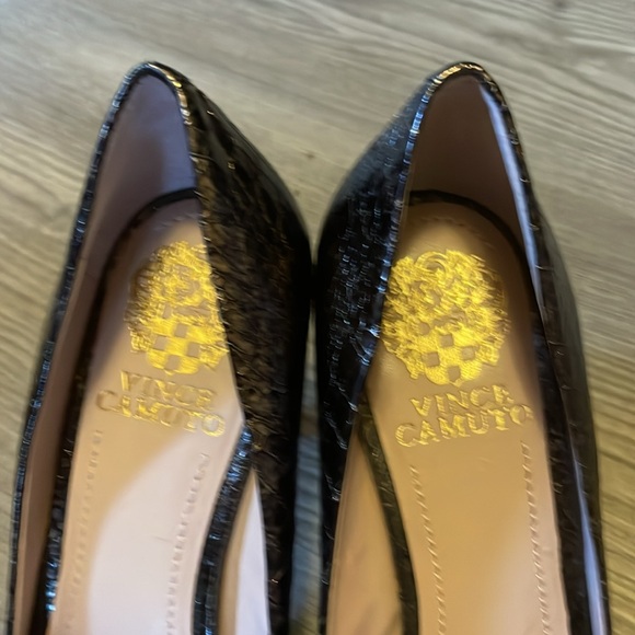 Vince Camuto Zelle Bronze Reptile Embossed Leather Platform Pumps - Picture 2 of 6